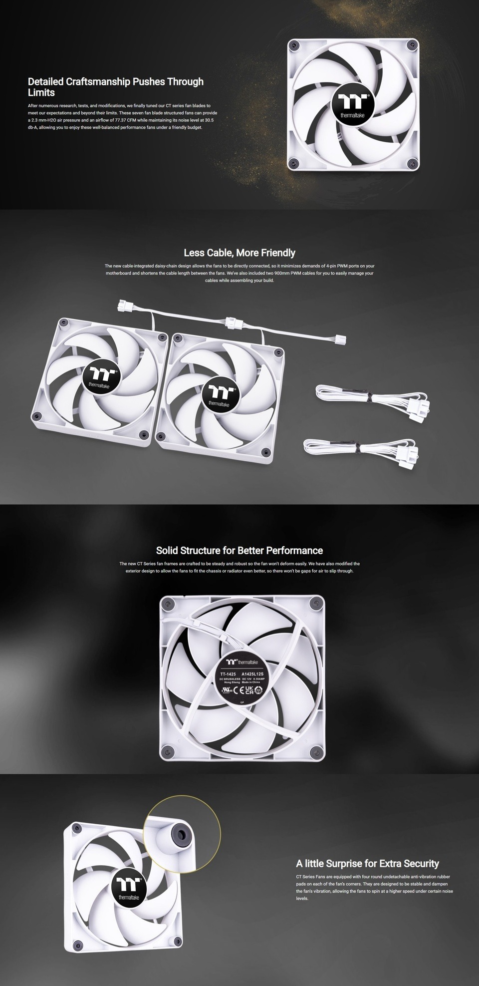 2 x 140mm thermaltake ct140 performance pwm fan white cl-f152-pl14wt-a