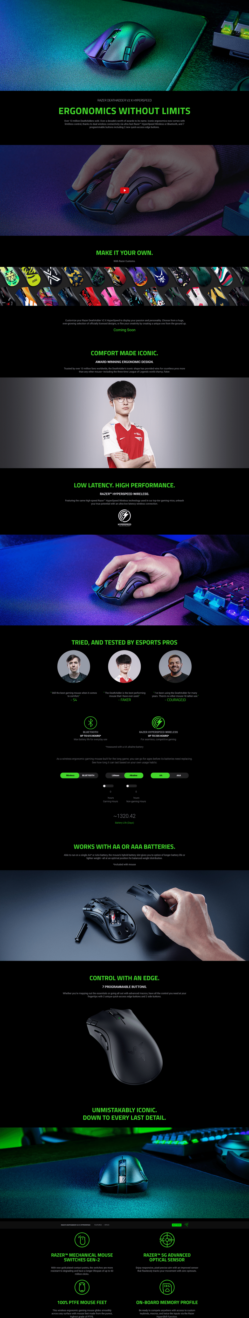 razer deathadder v2 x hyperspeed wireless gaming mouse rz01-04130100-r3a1