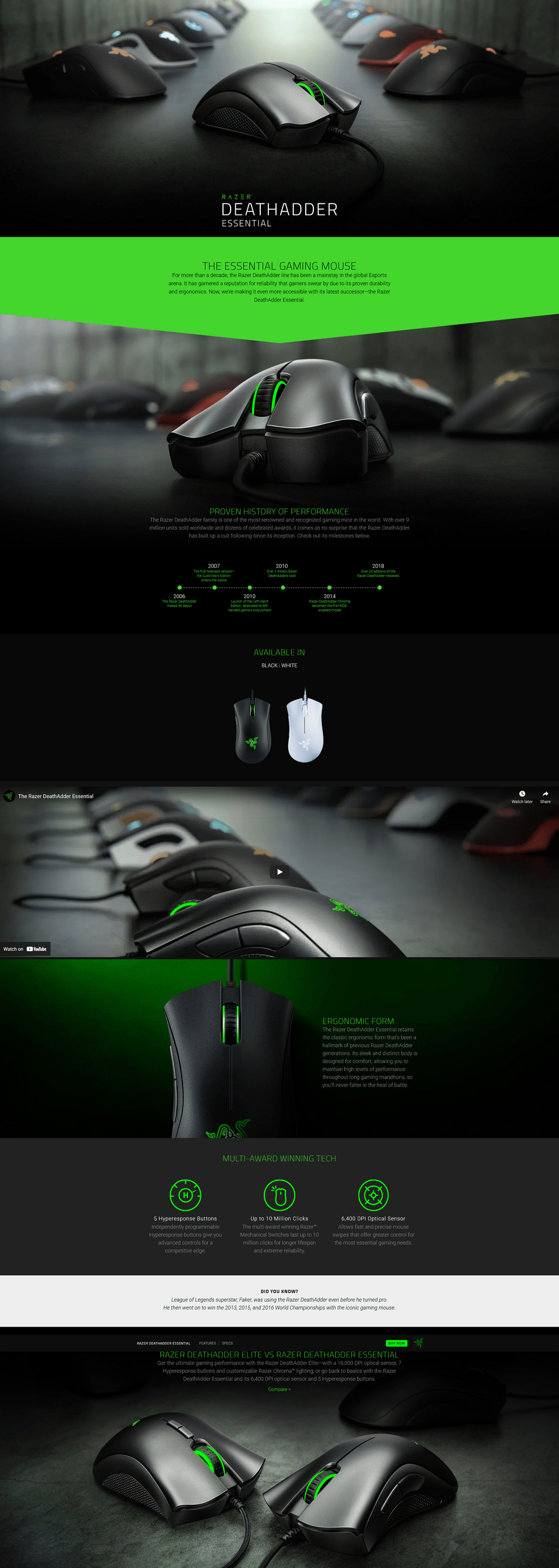 razer deathadder essential ergonomic wired gaming mouse rz01-03850100-r3m1