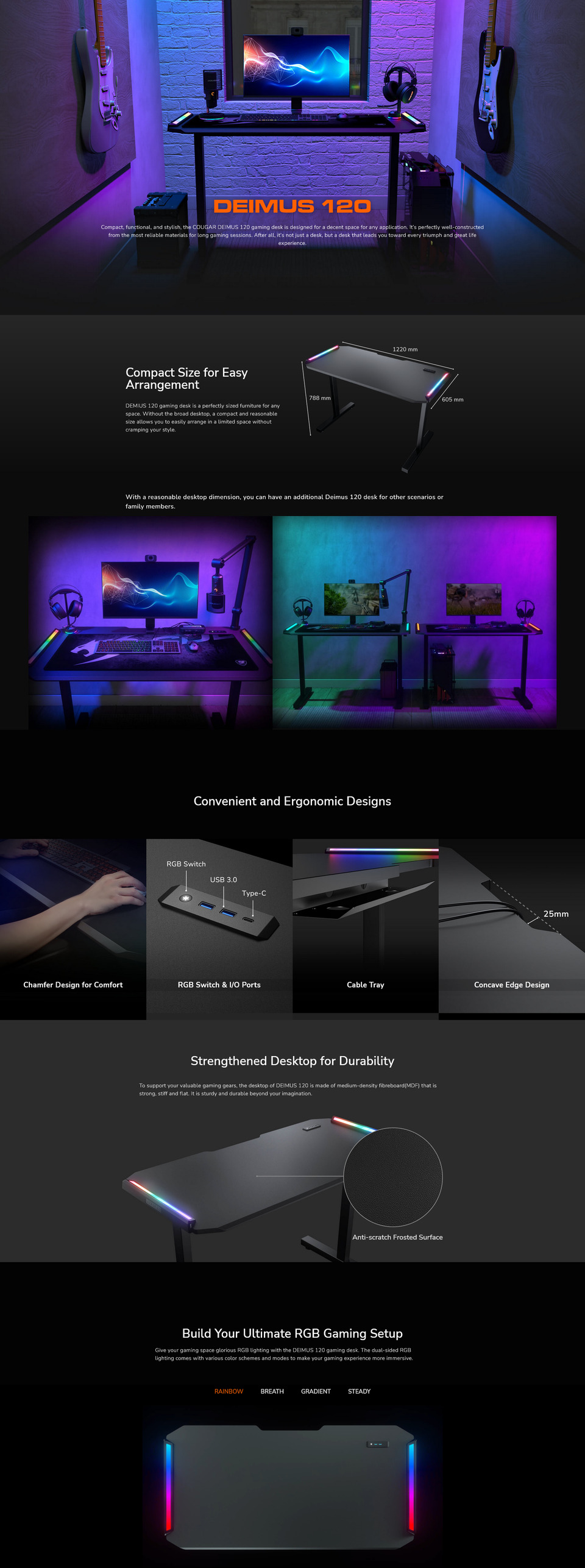 cougar deimus 120 rgb gaming desk