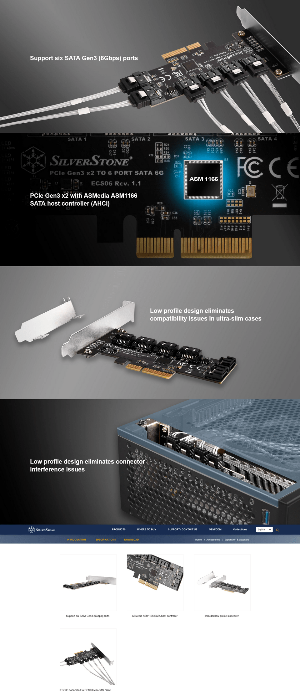 silverstone ecs06 6 port sata controller non raid pci-express