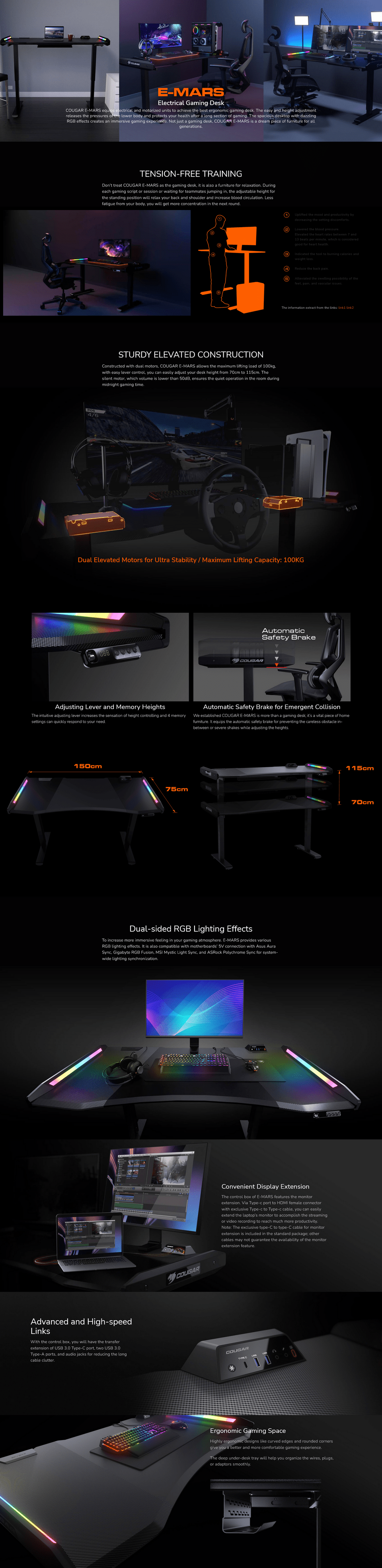 cougar e-mars electrical gaming desk