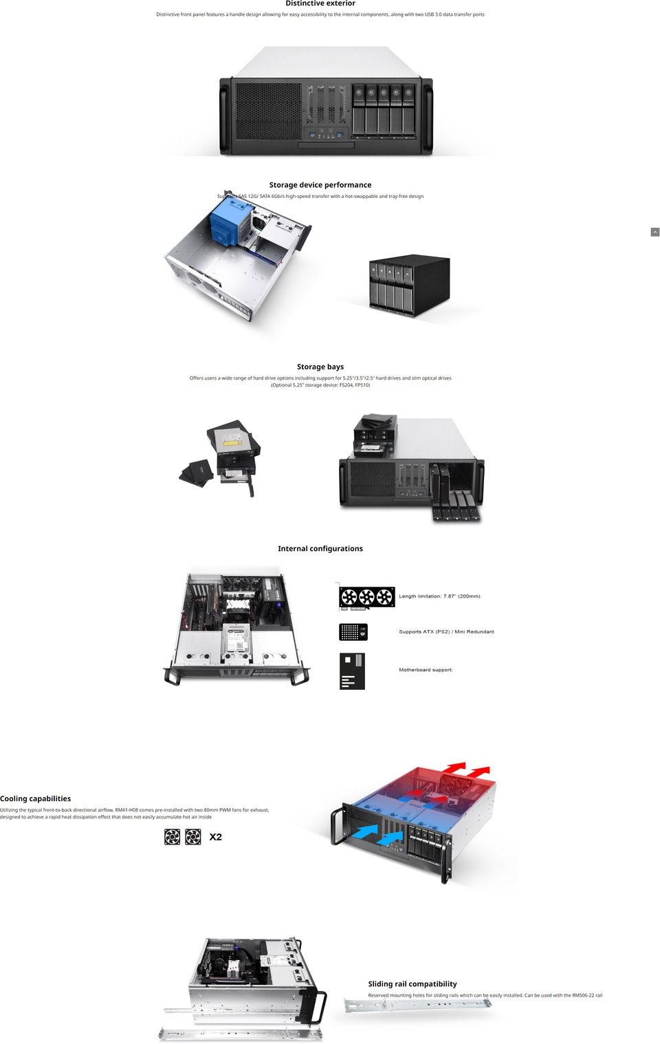silverstone rm41-h08 black 4u rackmount case