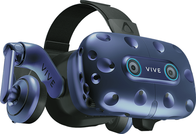 Vive Pro Eye seen from eye level and at an angle.