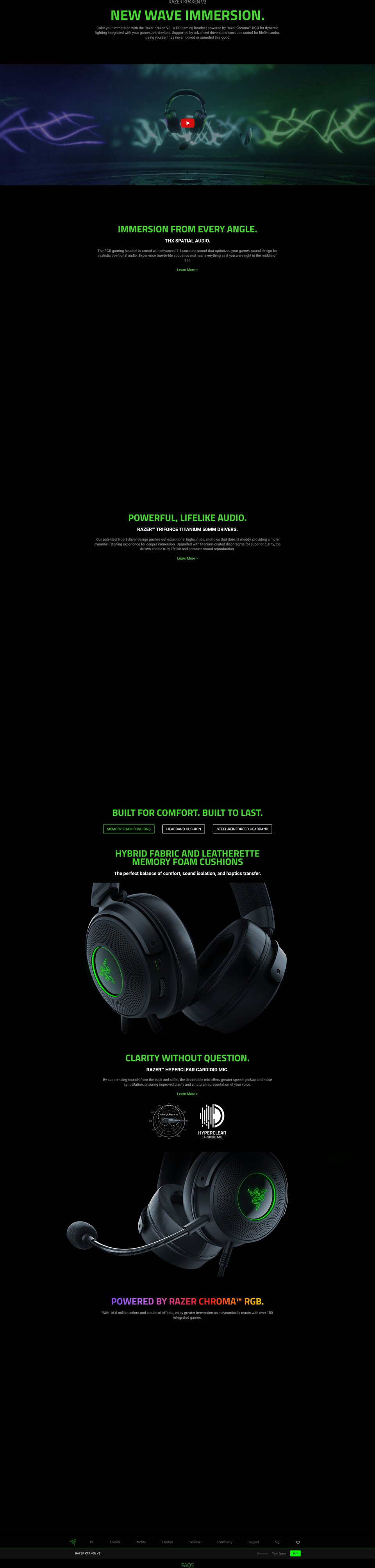 razer kraken v3 wired usb gaming headset rz04-03770200