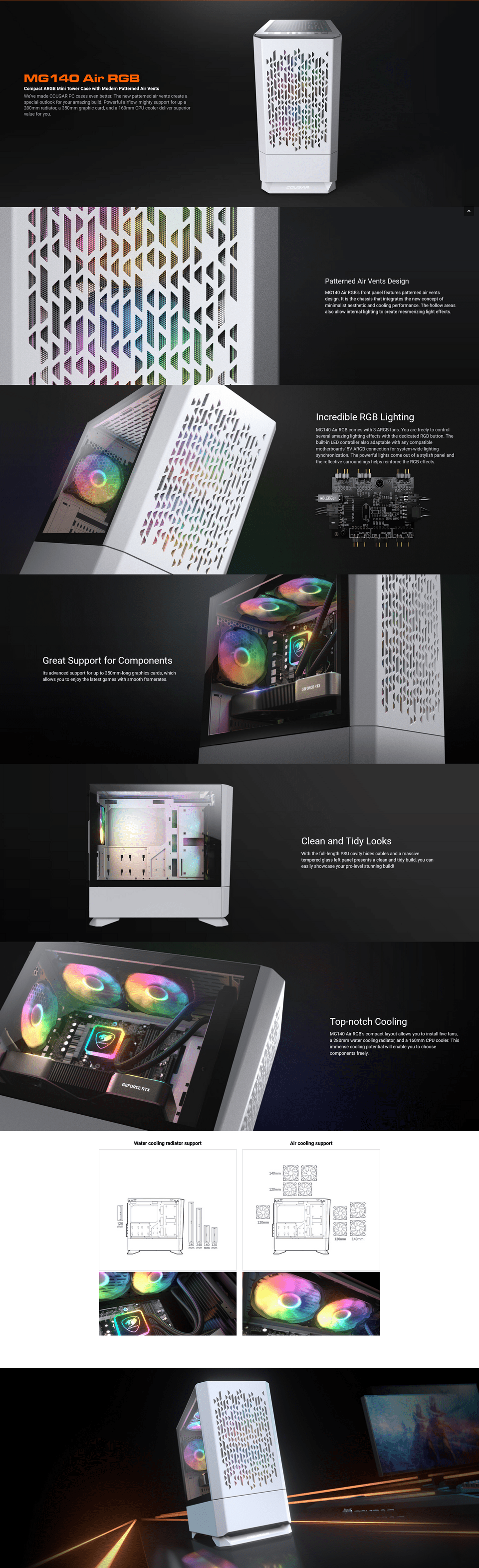 cougar microatx mg140 air rgb case white