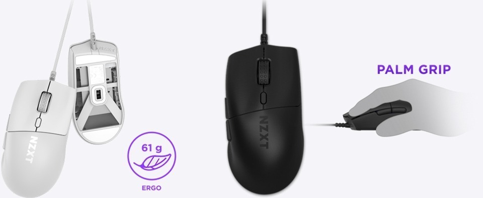 nzxt lightweight ergonomic wired gaming mouse lift 2 ego black ms-001nb-01