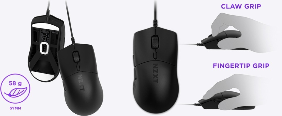 nzxt lightweight symmetrical wired gaming mouse lift 2 symm black ms-001nb-03