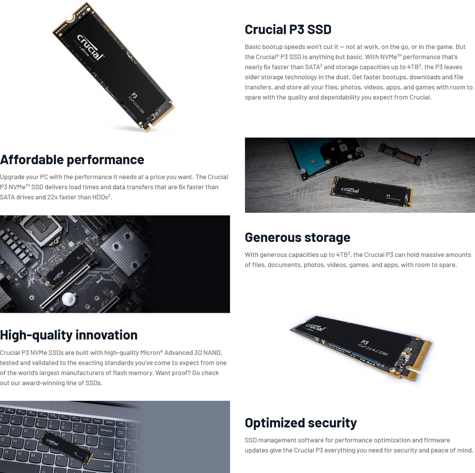 500gb crucial p3 m2 nvme pcie ssd ct500p3ssd8