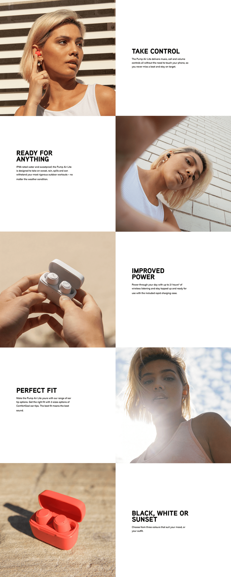 blueant pump air lite ear buds bapalblk