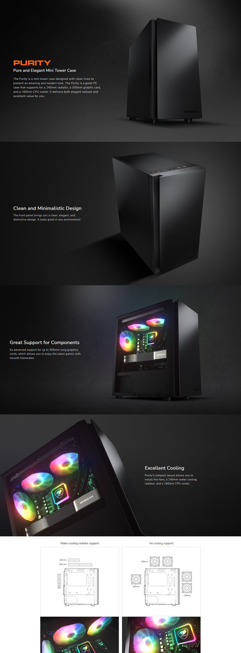 cougar purity black micro-atx case black