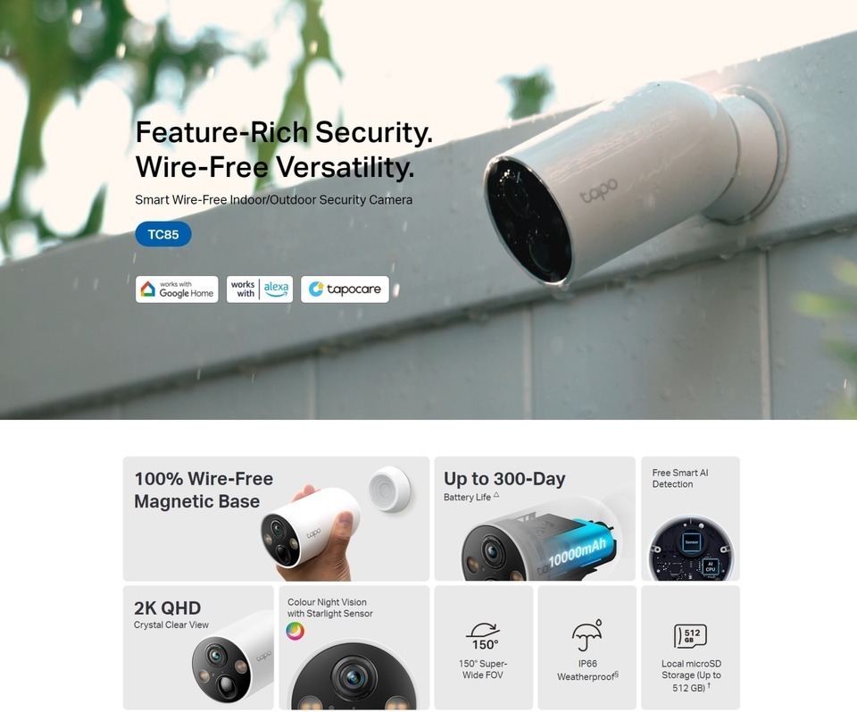 tp-link tc85 tapo smart wire-free security camera