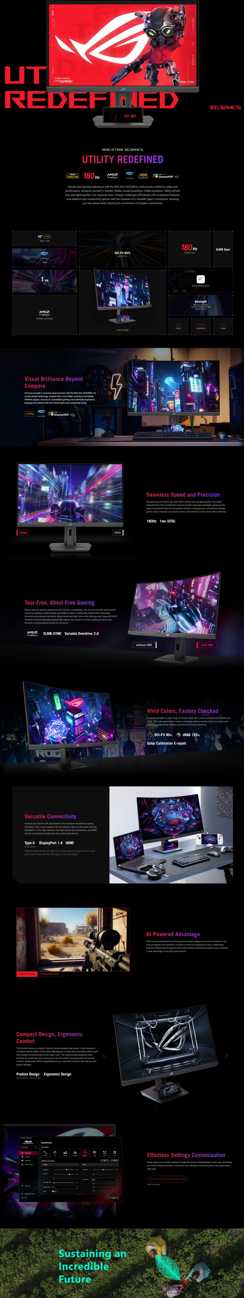 32 asus rog strix xg32wcs qhd va 180hz gaming monitor