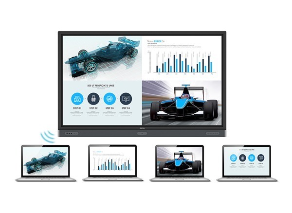 Wireless presentation touch back from the IFP in split-screen mode