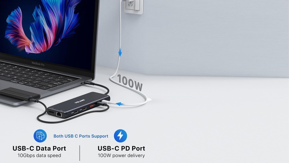 volans vl-uch2p aluminium triple display usb-c hub with 100w pd