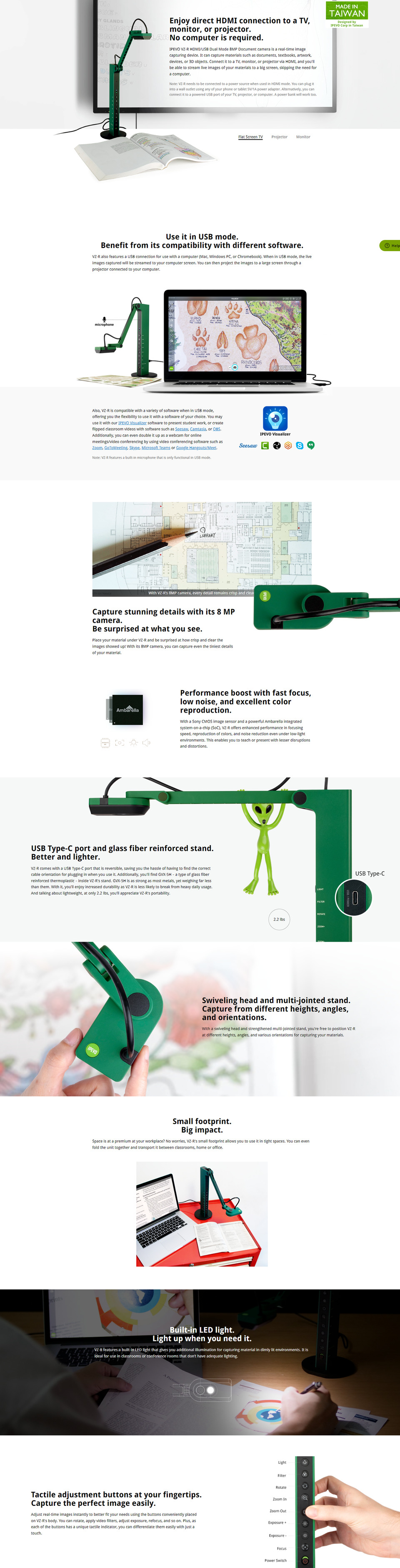 ipevo vz-r hdmiusb dual mode document camera