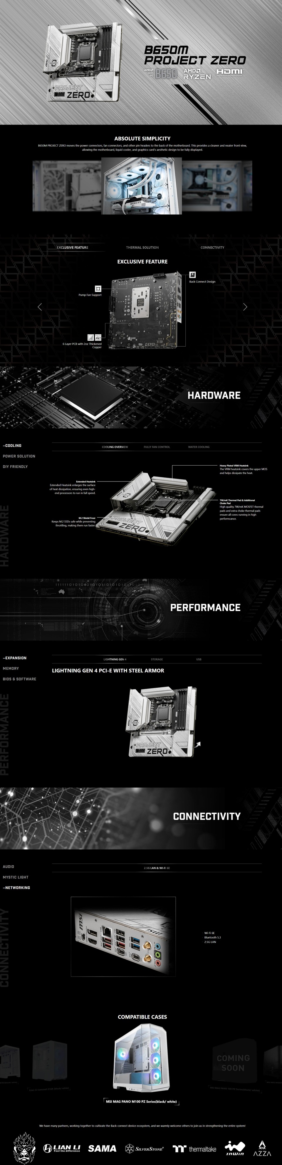 msi am5 microatx b650m project zero ddr5 motherboard