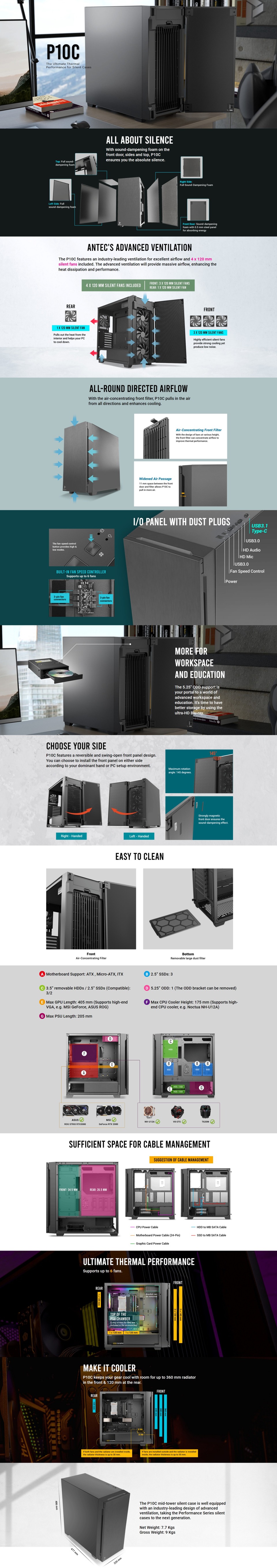 antec atx p10c mid tower silent case
