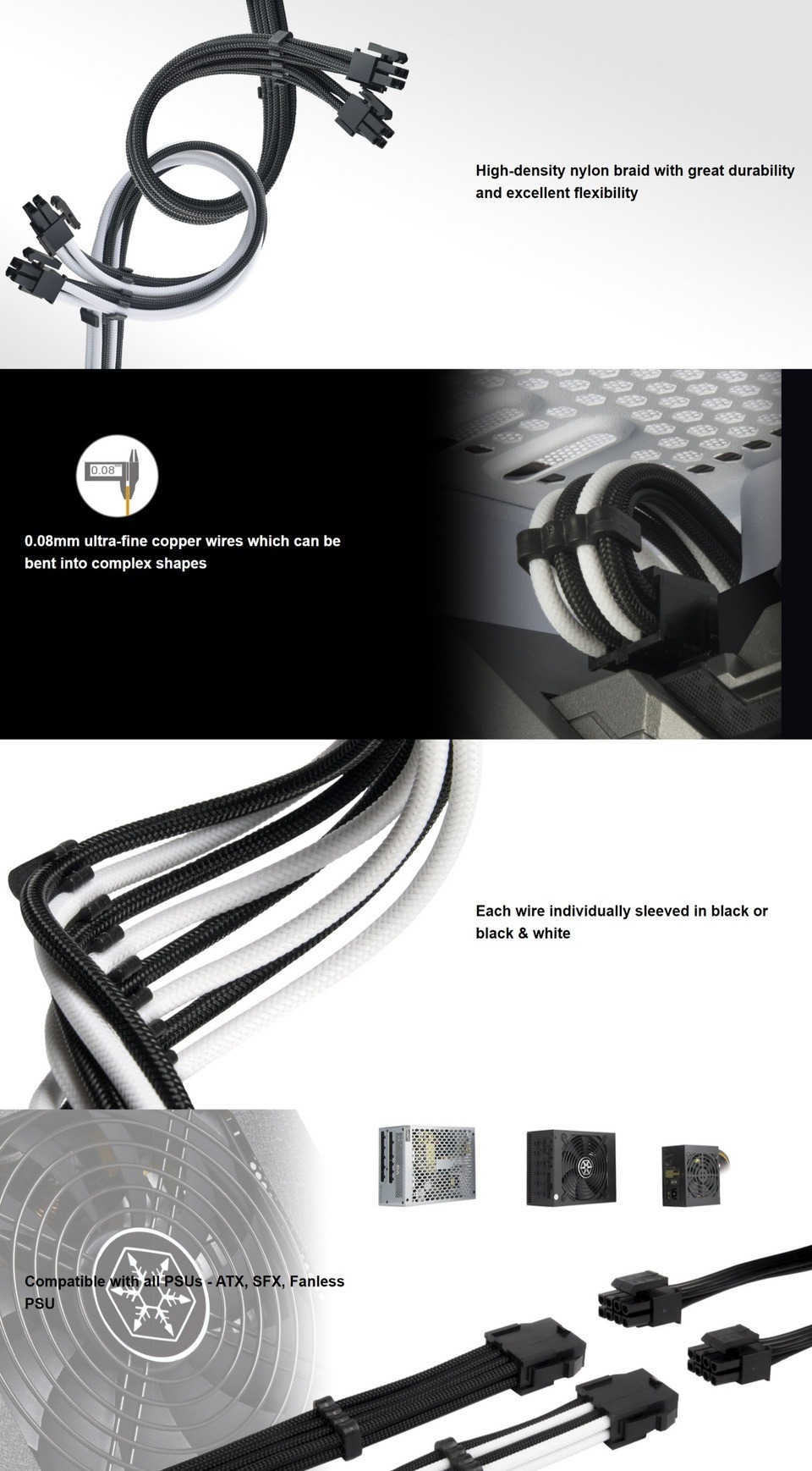 silverstone pp07e-eps8bw blackwhite extension