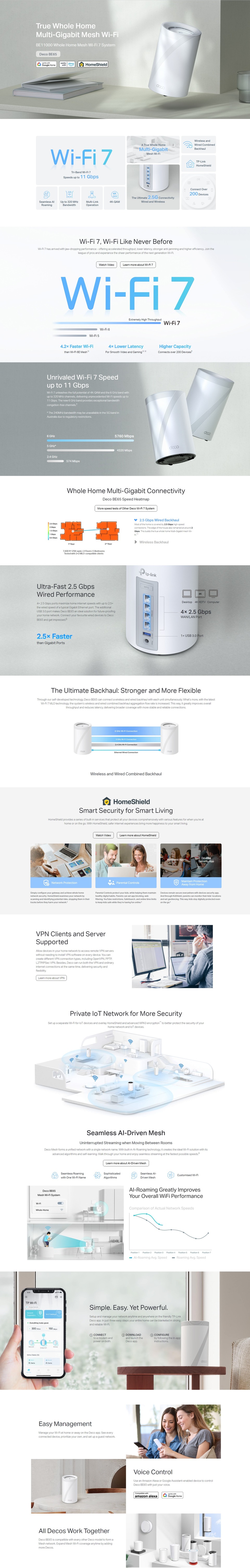 tp-link deco be65 3-pack wireless-be11000 whole home mesh system