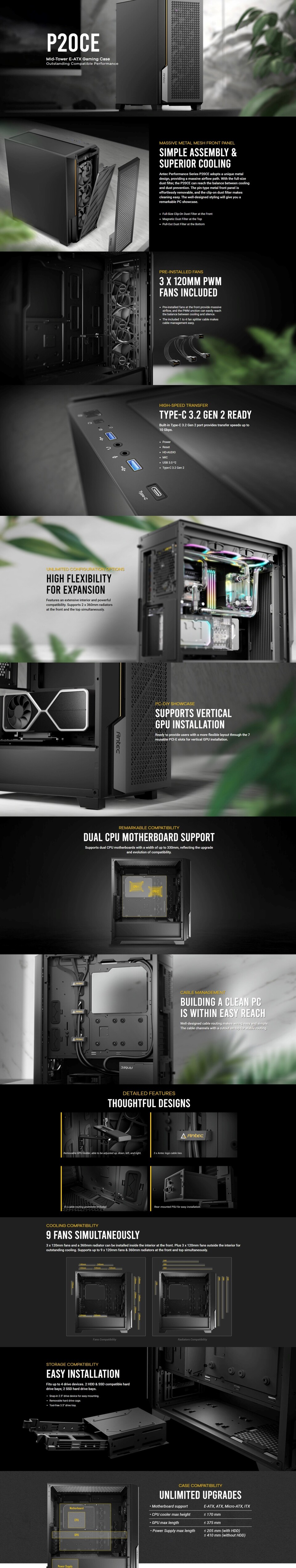 antec atx p20ce e-atx case black