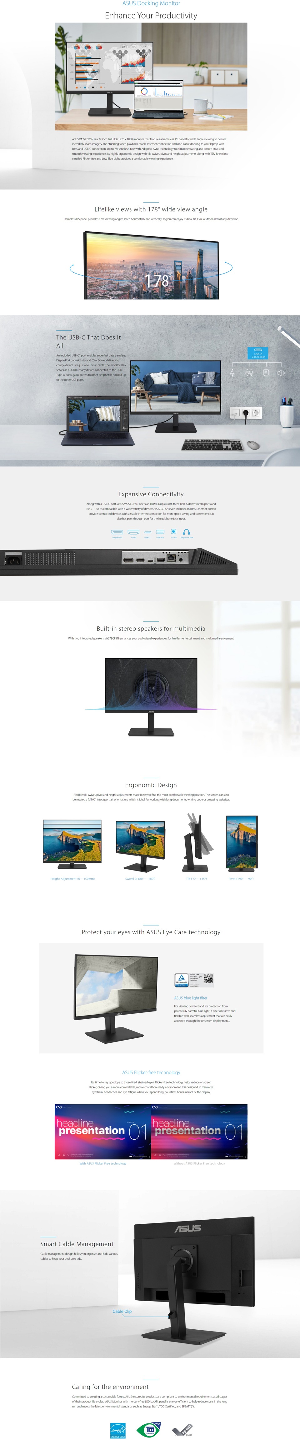27 asus va27ecpsn fhd 75hz ips usb-c monitor