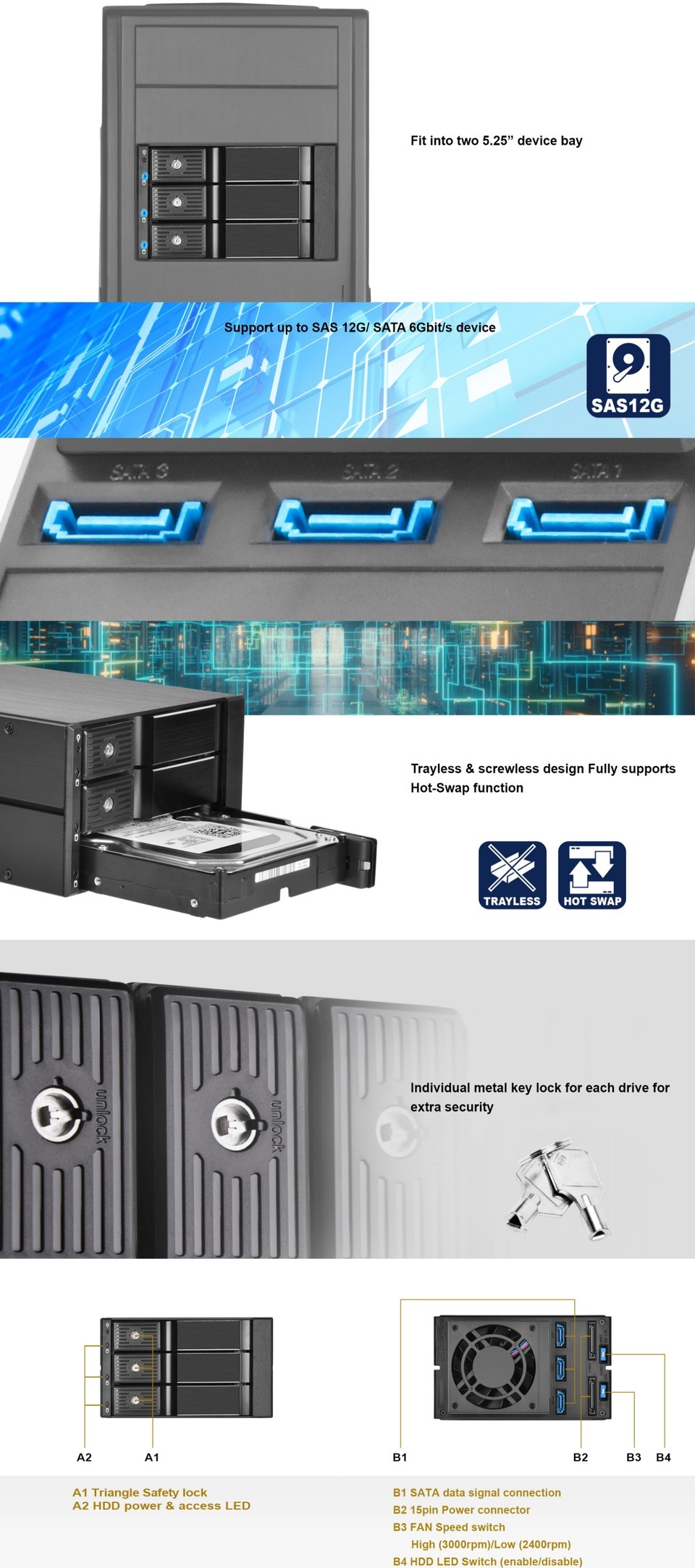 silverstone fs303b 3 bay hot swap mobile rack backplane for 35in hdd