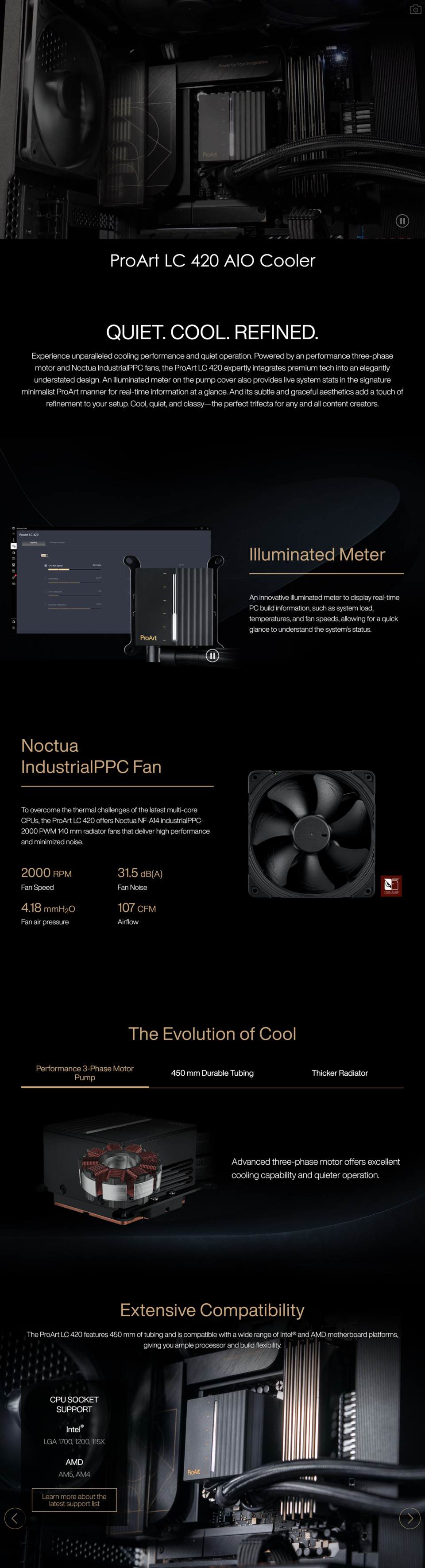 asus proart lc 420 aio liquid cpu cooler