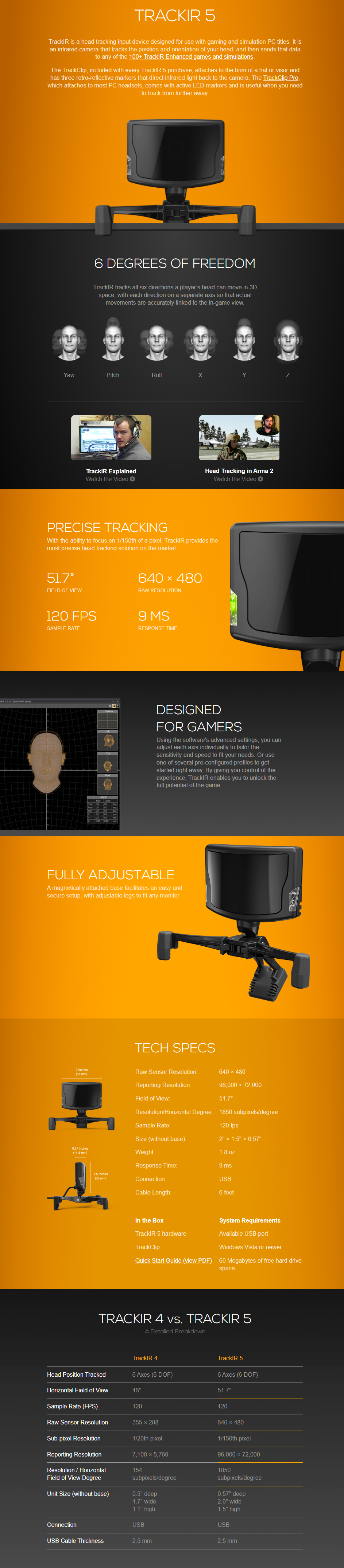 naturalpoint trackir 5 6dof head tracker ultra pack pn nat-tir5ultra