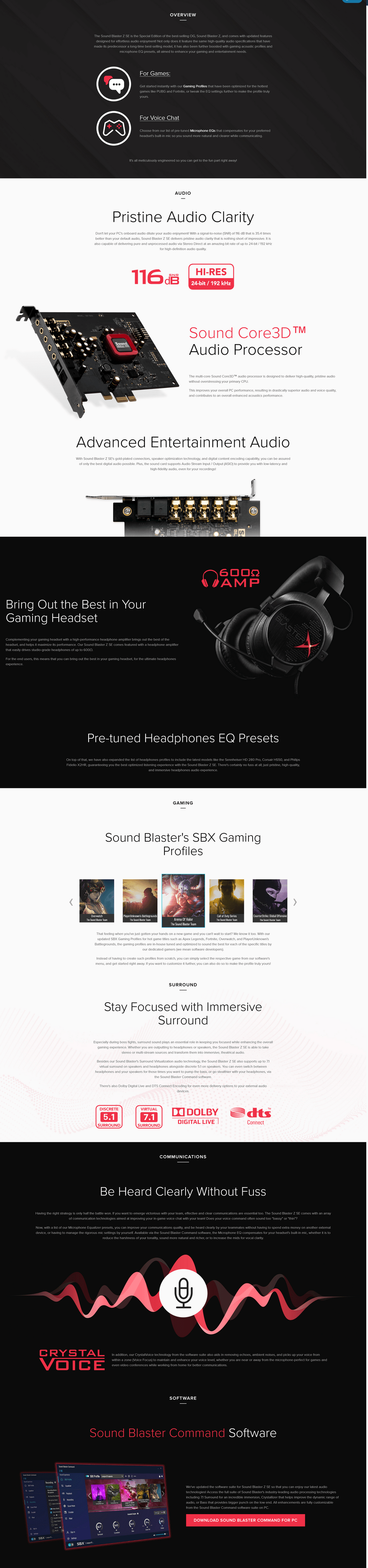 pcie creative sound blaster z se 51 gaming sound card dac 70sb150000004