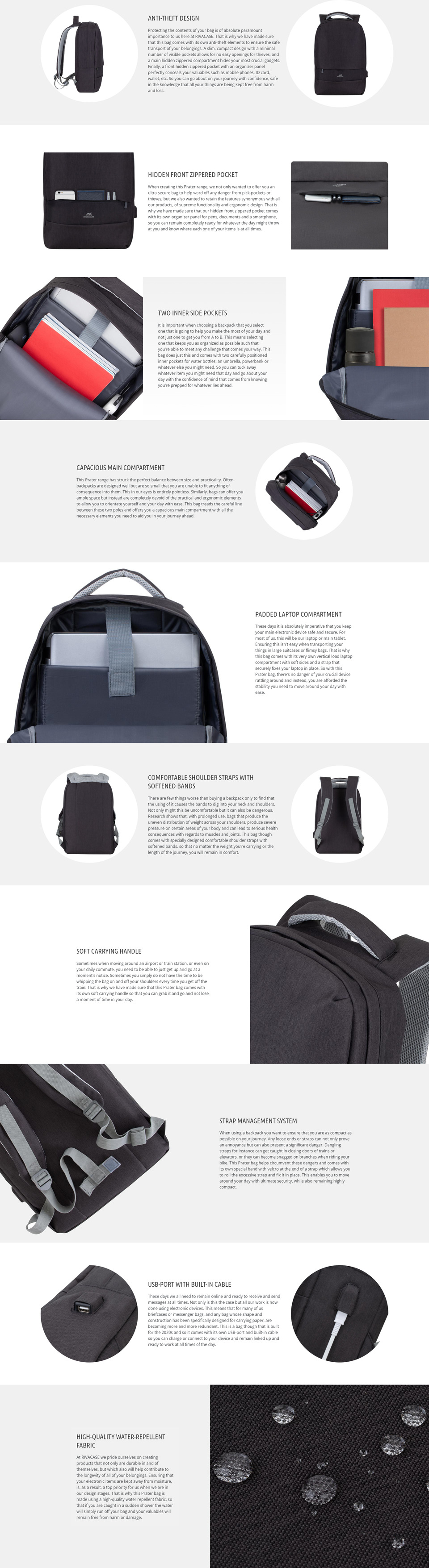 156 7562 black anti-theft laptop backpack