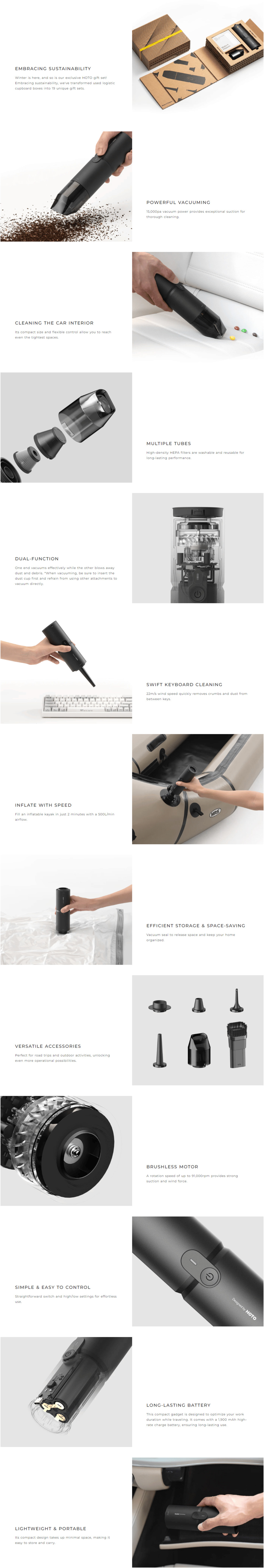 hoto compressed air capsule 4-in-1 work station air duster handheld vacuum