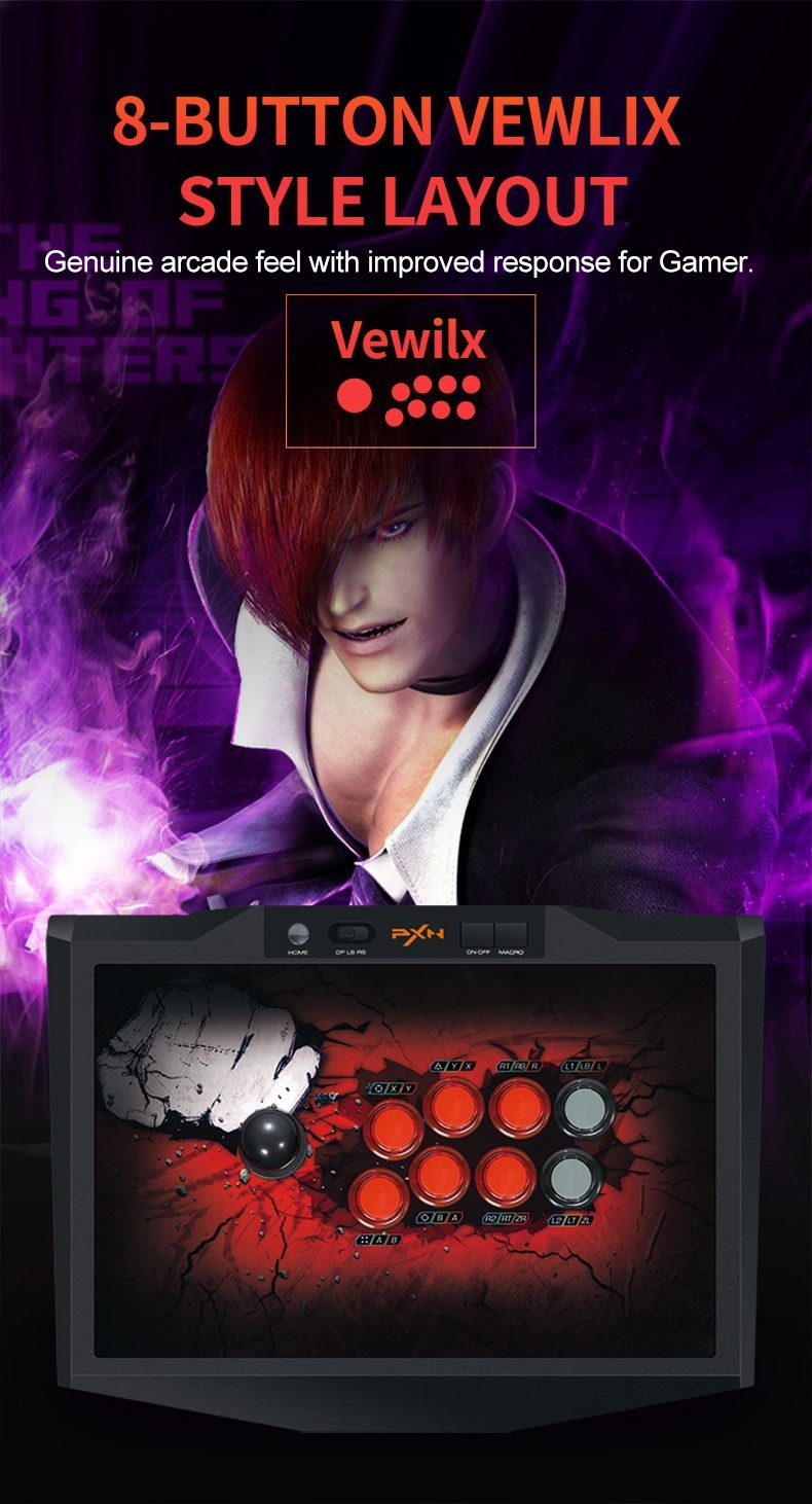 pxn-x9 premium arcade flighting stick with sanwa buttons