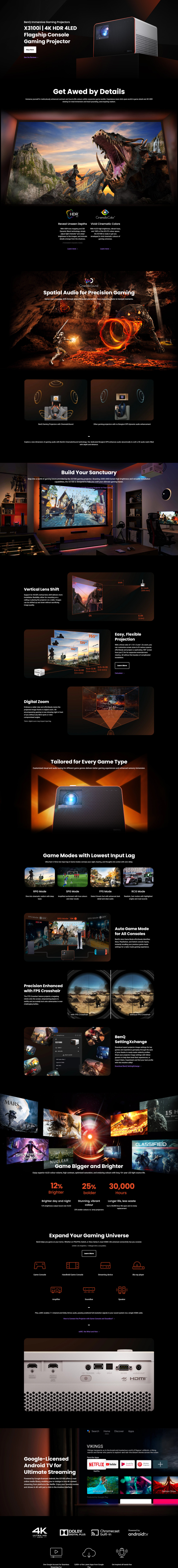 benq x3100i 4k 3300 ansi gaming projector