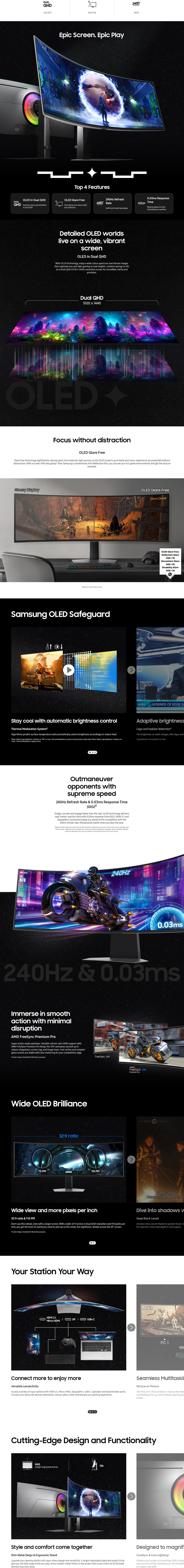 49 samsung odyssey anti-glare oled g93sd curved 240hz dqhd monitor