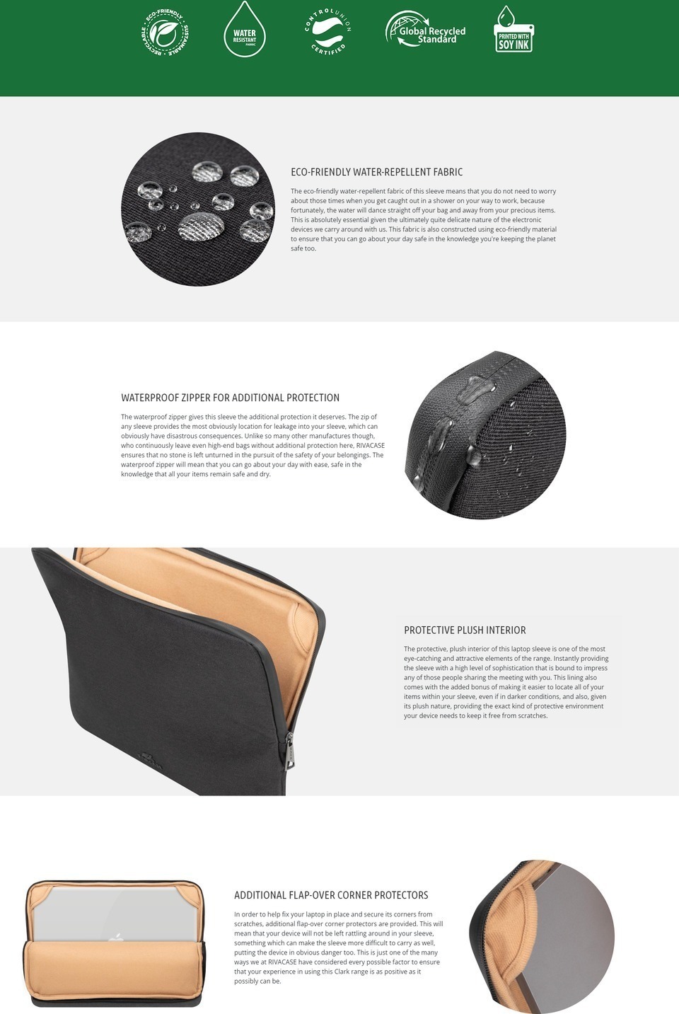 14 rivacase clark 8114 black eco macbook pro 14 sleeve