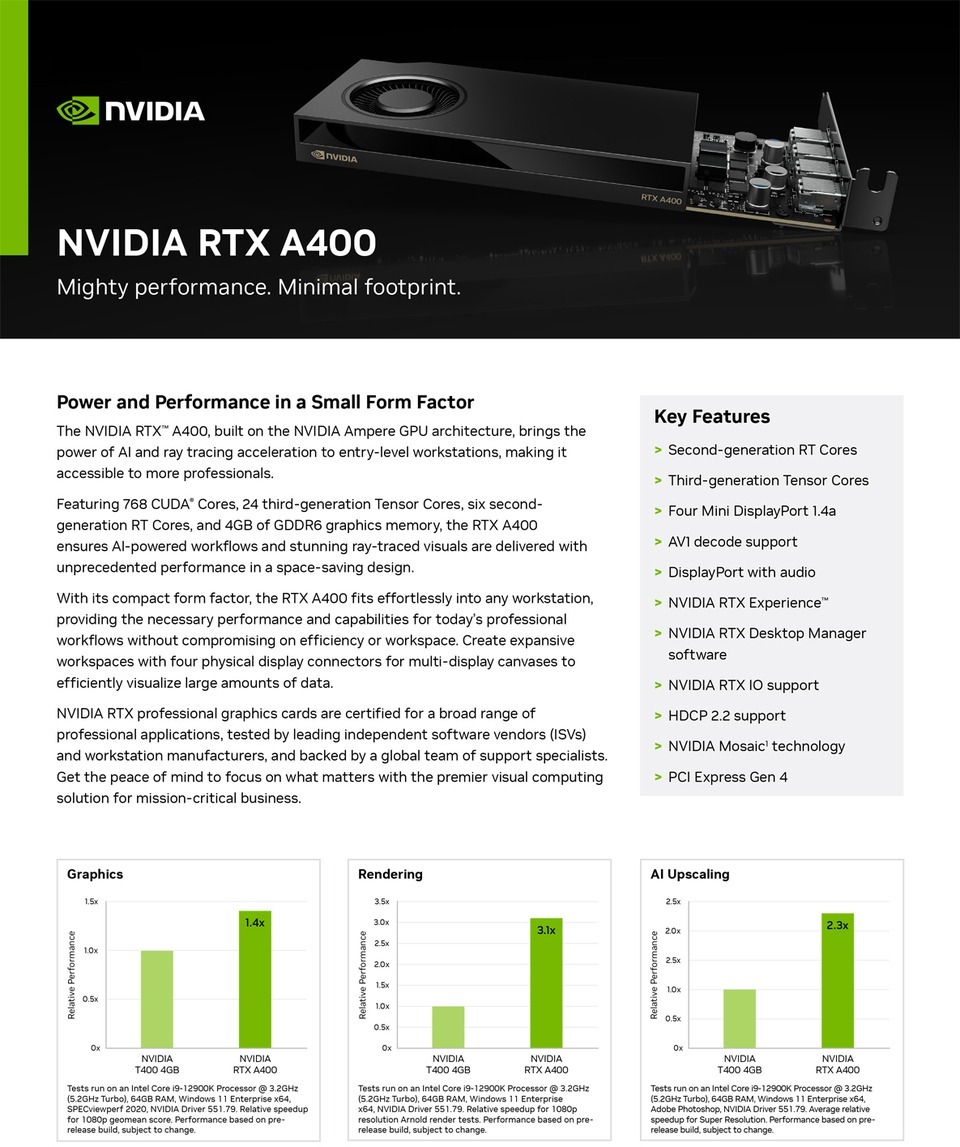 nvidia rtx a400 4gb gddr6 graphics card 900-5g172-2560-000