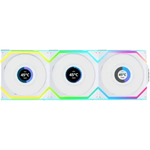 120mm-lian-li-12rsllcd1w3w-uni-fan-wireless-lcd-reverse-fan-white-3-pack-with-controller-0