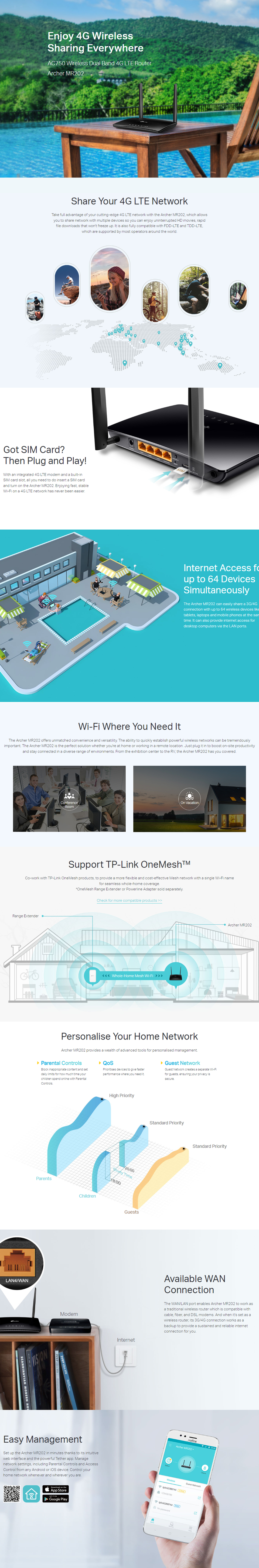 tp-link archer mr202 ac750 wireless dual band 4g lte router