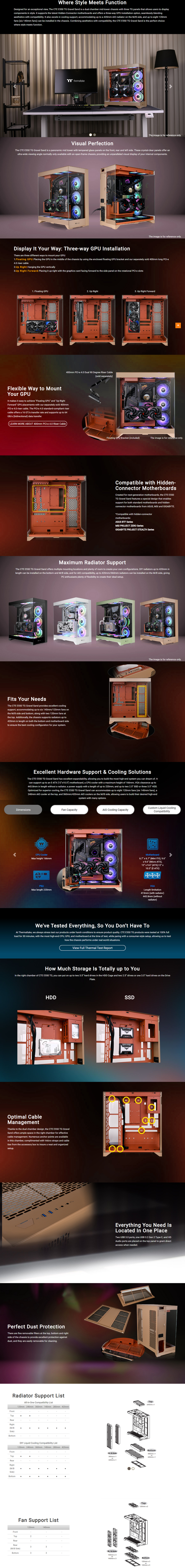 thermaltake cte e550 tempered glass dual chamber mid tower case gravel sand