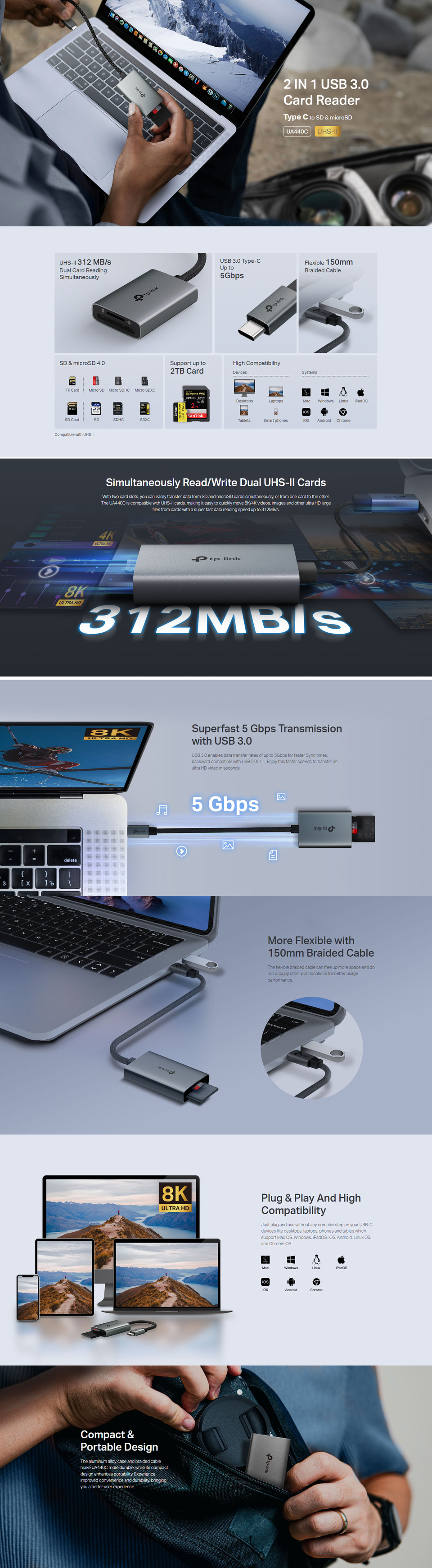 tp-link ua440c usb 30 type-c to sd microsd 30 card reader