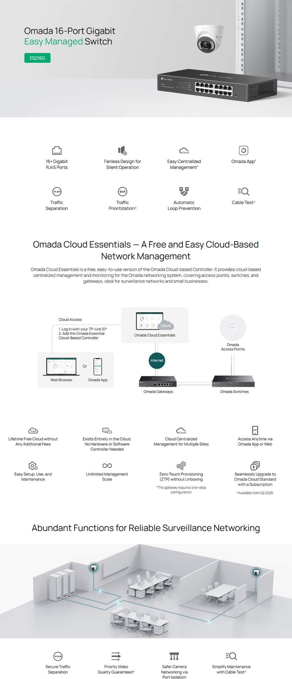 16 port tp-link omada es216g gigabit managed switch