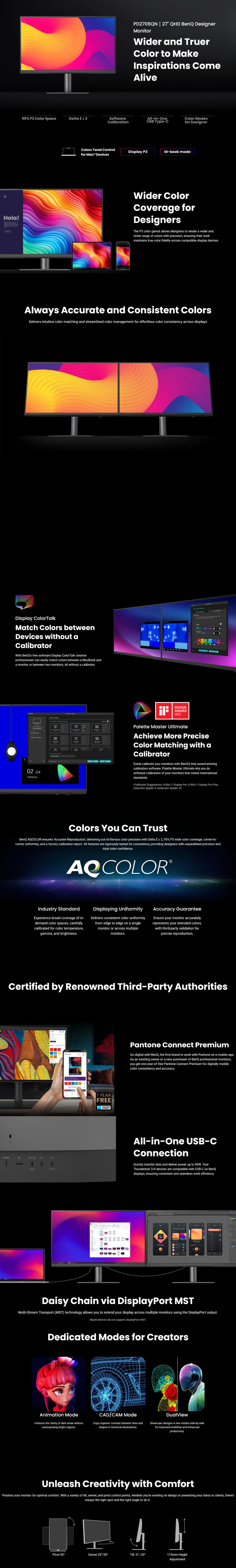 27 benq pd2706qn qhd ips designer monitor