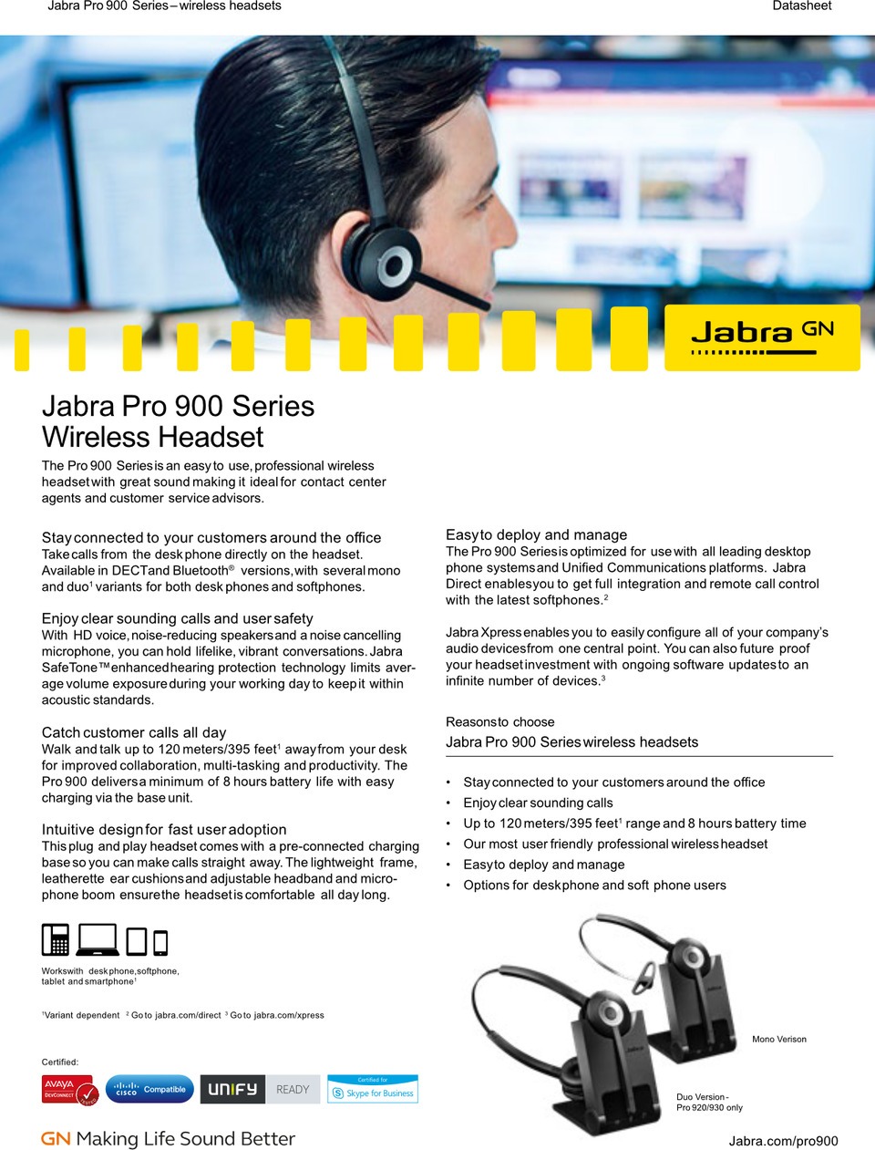 jabra pro 920 wireless telephonydesk headset pn 920-25-508-103