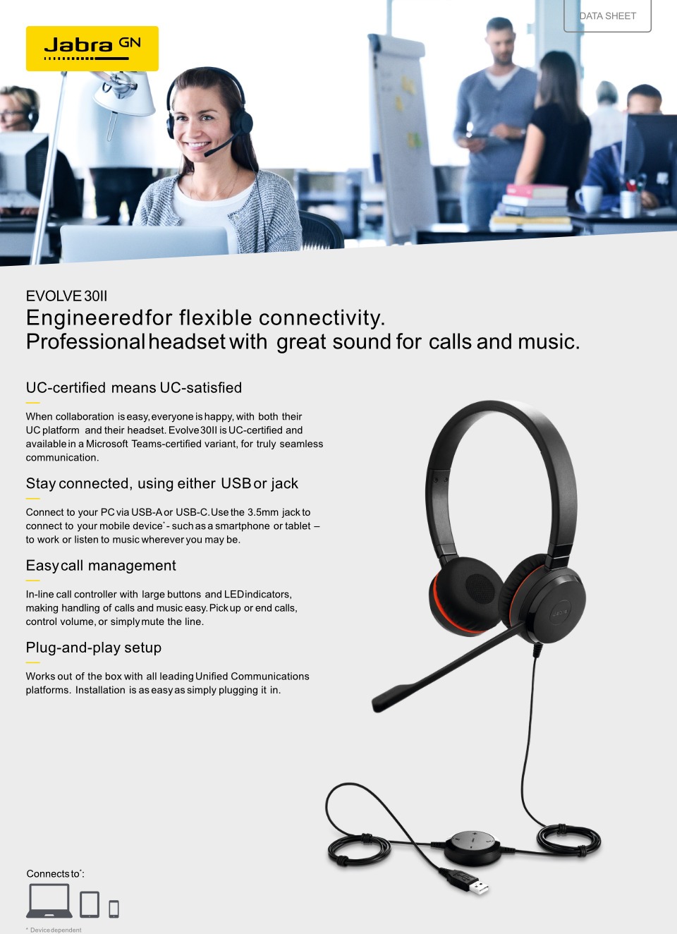jabra evolve 30 ii uc stereo usb headset