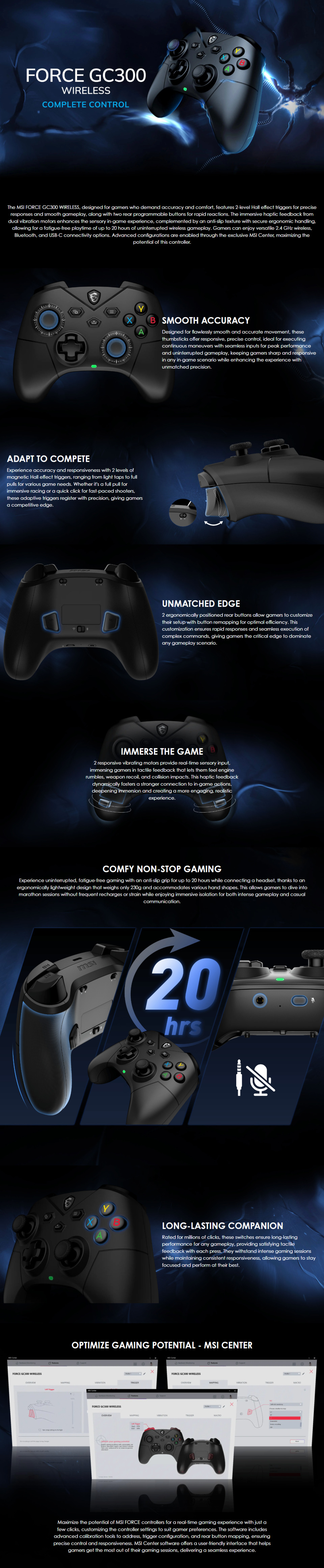 msi force gc300 wireless gaming controller black