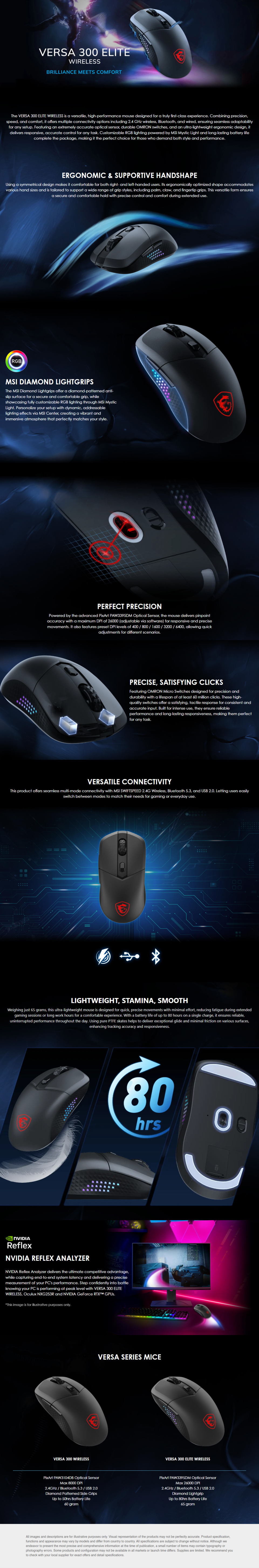 msi versa 300 elite wireless gaming mouse