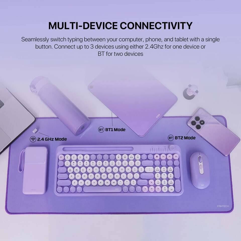 fantech go mochi101 wireless keyboard and mouse combo blue