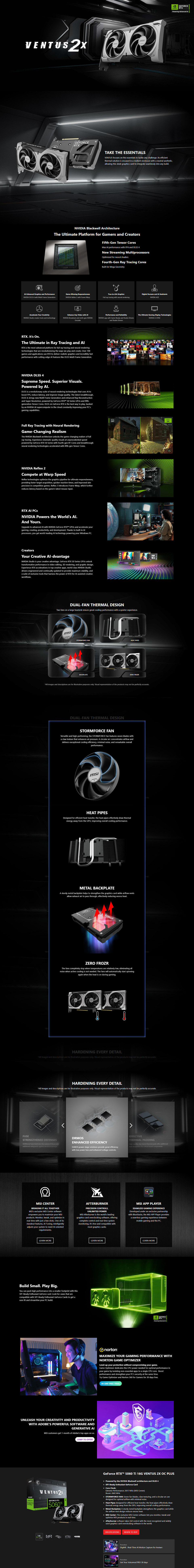 msi geforce rtx 5060 ti 16g ventus 2x oc plus graphics card