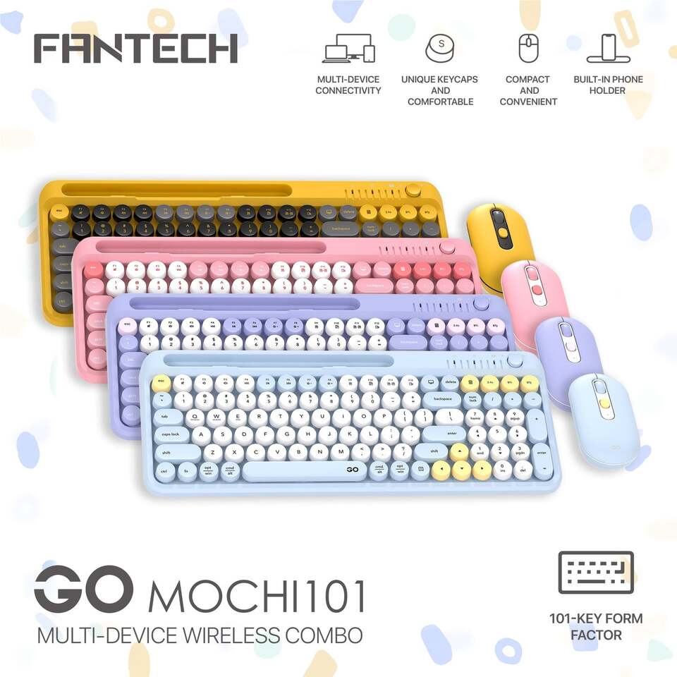 fantech go mochi101 wireless keyboard and mouse combo blue